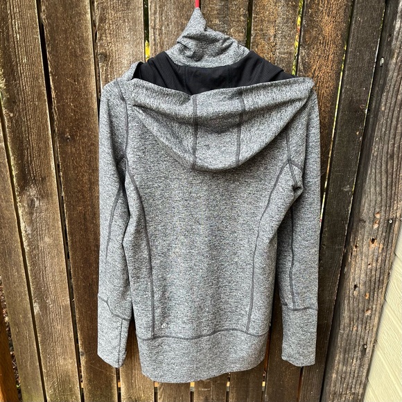 Lululemon Wm’s Stride Hoodie Long Jacket II In Heathered Black & Gray Sz 6 - Picture 10 of 15